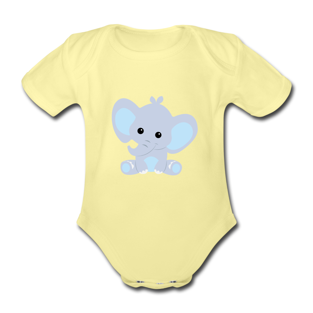Baby Bio-Kurzarm-Body Elli Elefant - Hellgelb