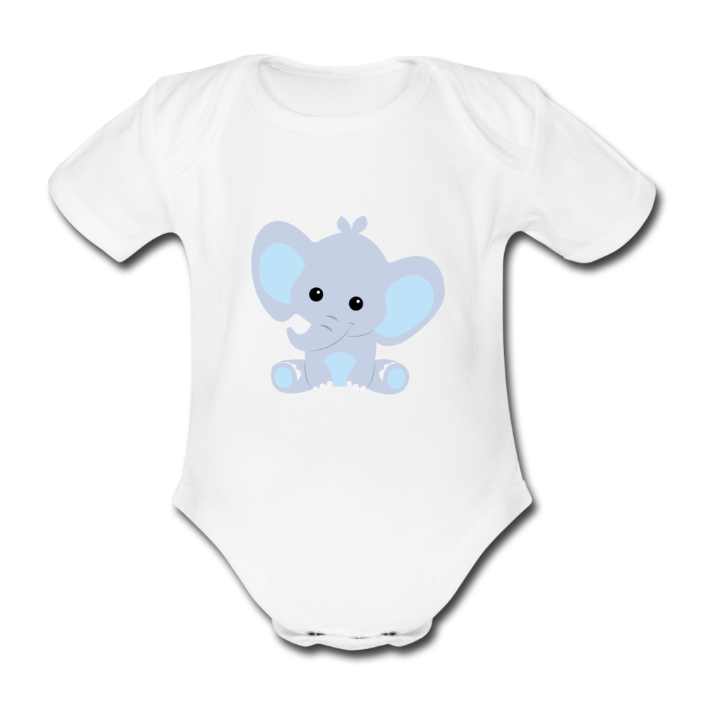 Baby Bio-Kurzarm-Body Elli Elefant - Weiß