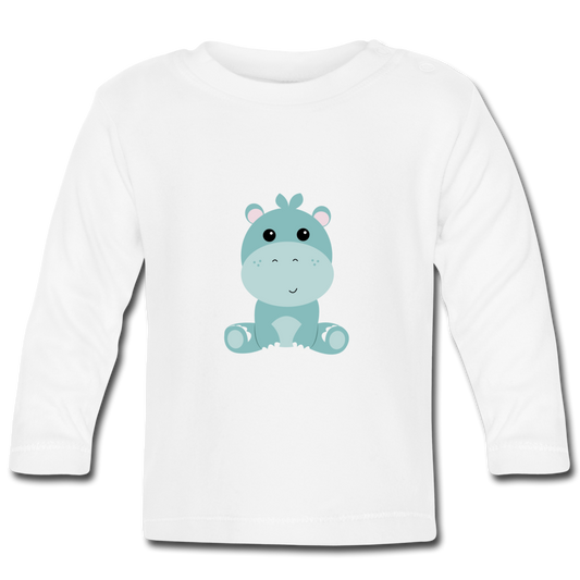 Baby Bio-Langarmshirt Nils Nilpferd - Weiß