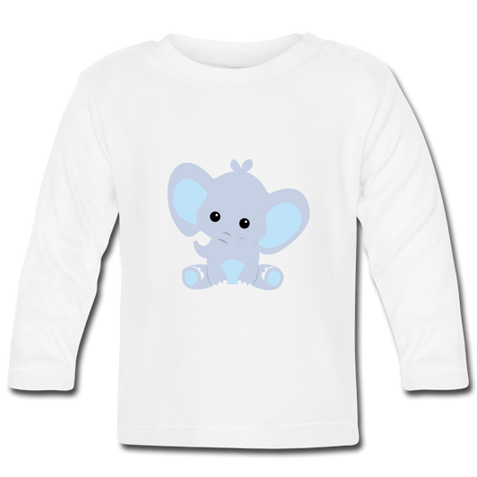 Baby Bio-Langarmshirt Elli Elefant - Weiß